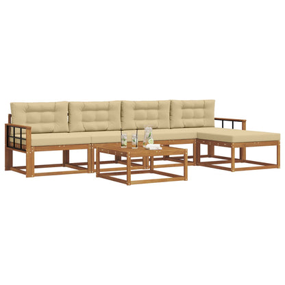 Set di divani da esterno con cuscino 6 pcs Naturale e Beige | homemem39