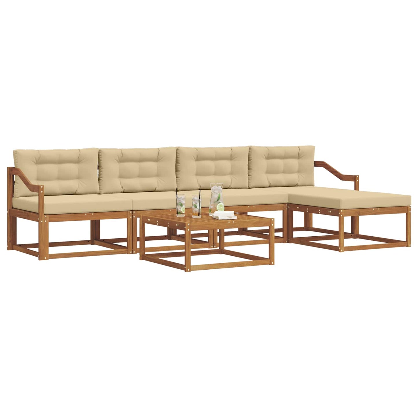 Set di divani da esterno con cuscino 6 pcs Naturale e Beige | homemem39