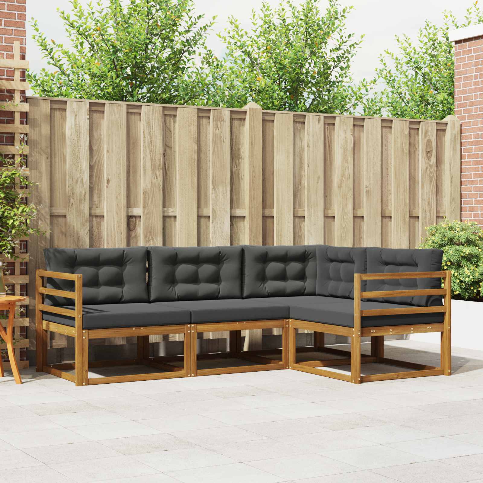 Set di divani da esterno con cuscino 4 pcs Naturale e Antracite | homemem39