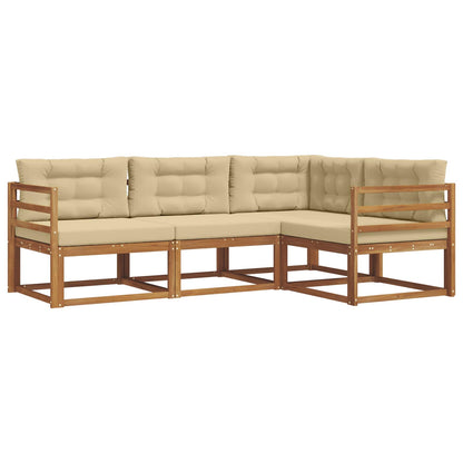 Set di divani da esterno con cuscino 4 pcs Naturale e Beige | homemem39
