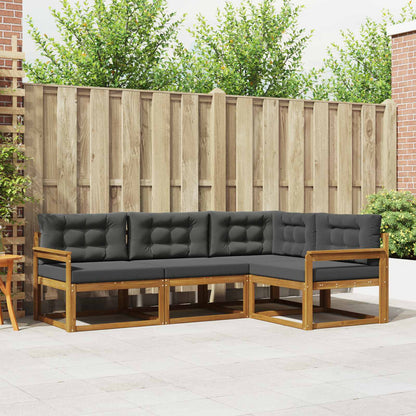 Set di divani da esterno con cuscino 4 pcs Naturale e Antracite