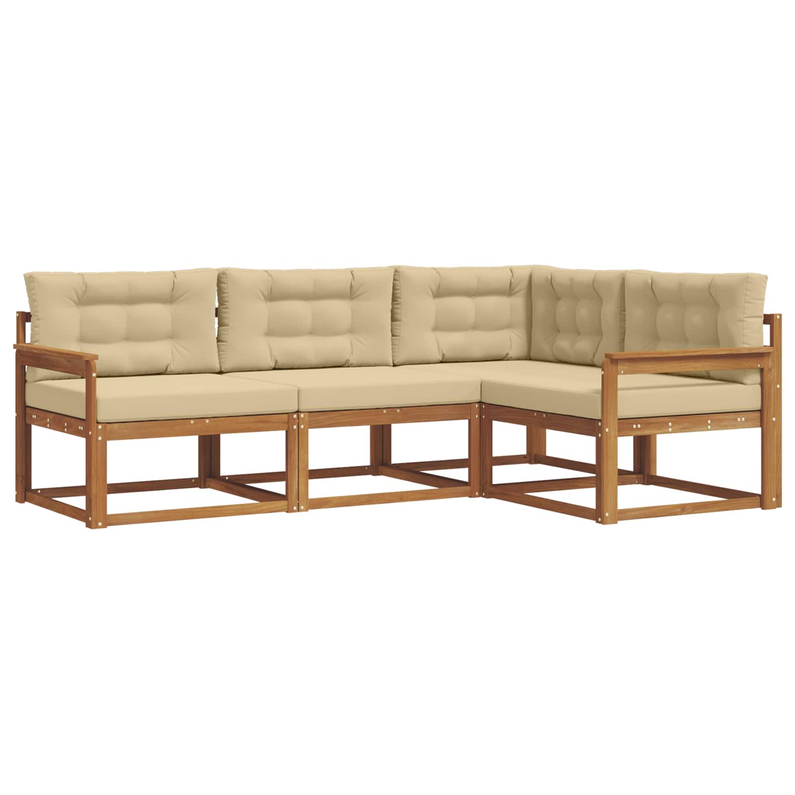 Set di divani da esterno con cuscino 4 pcs Naturale e Beige | homemem39