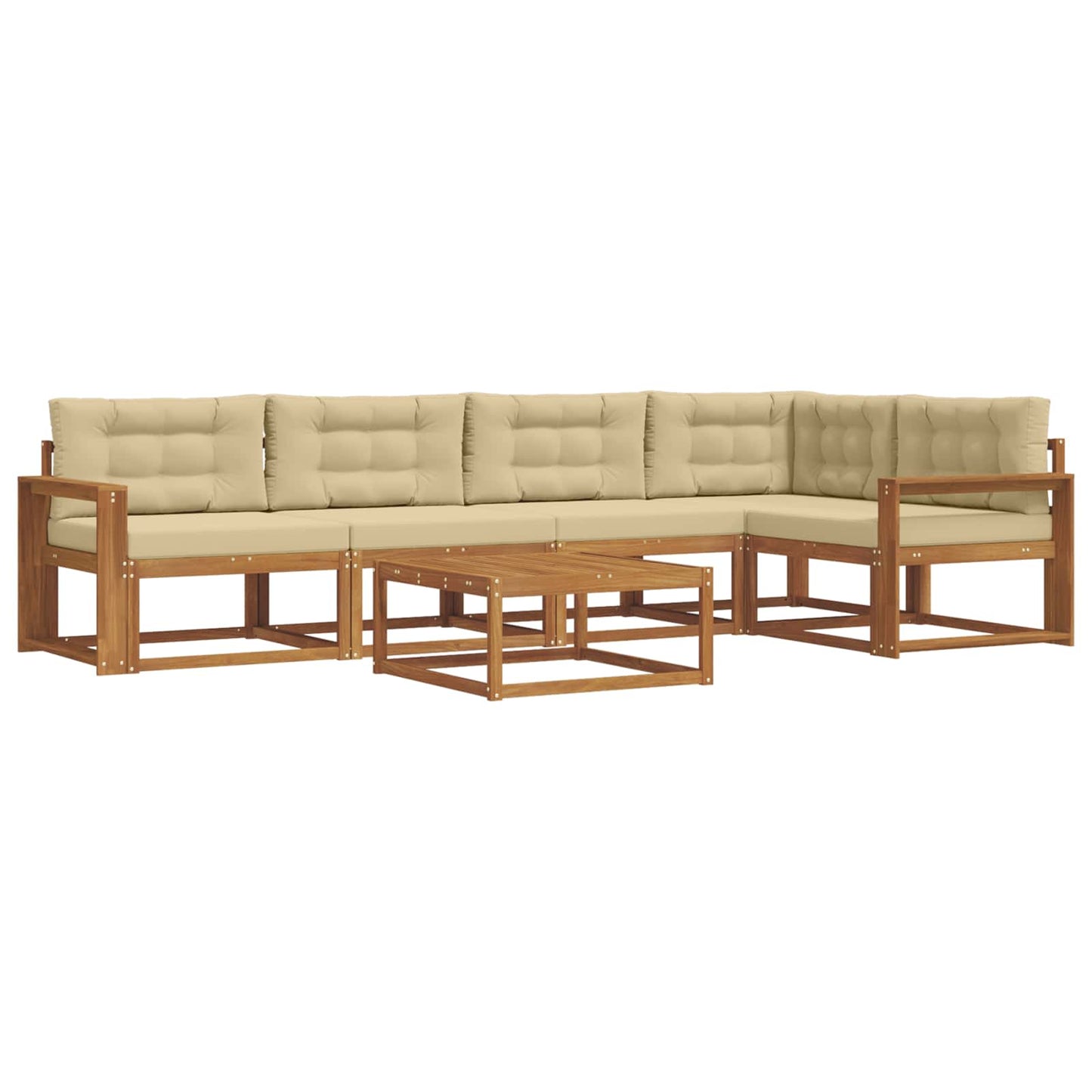Set di divani da esterno con cuscino 6 pcs Naturale e Beige | homemem39