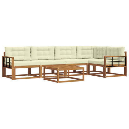 Set di divani da esterno con cuscino 6 pcs Naturale e Crema | homemem39