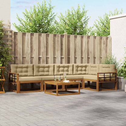 Set di divani da esterno con cuscino 6 pcs Naturale e Beige | homemem39