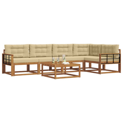 Set di divani da esterno con cuscino 6 pcs Naturale e Beige | homemem39