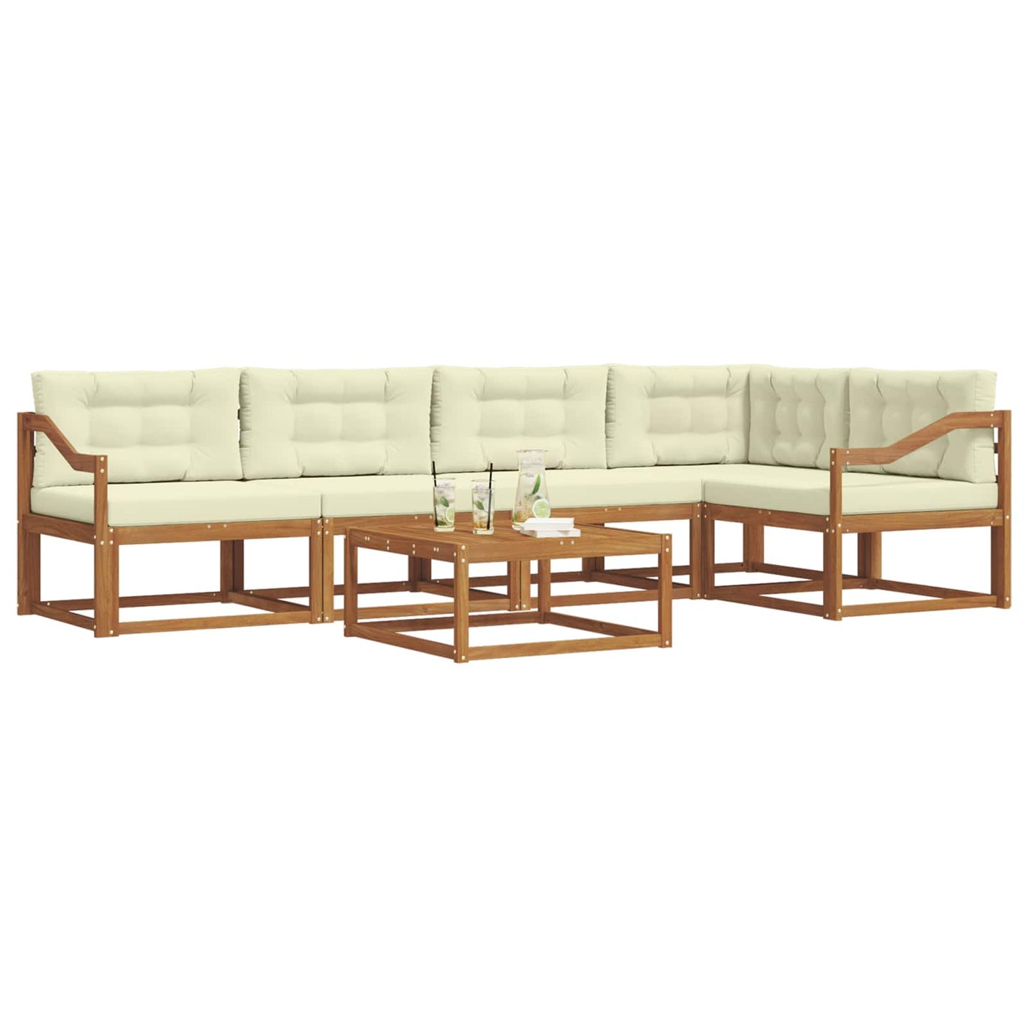 Set di divani da esterno con cuscino 6 pcs Naturale e Crema | homemem39