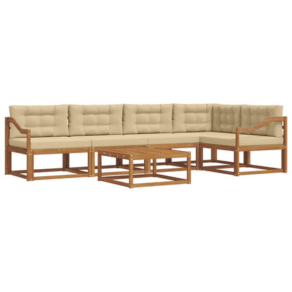 Set di divani da esterno con cuscino 6 pcs Naturale e Beige | homemem39