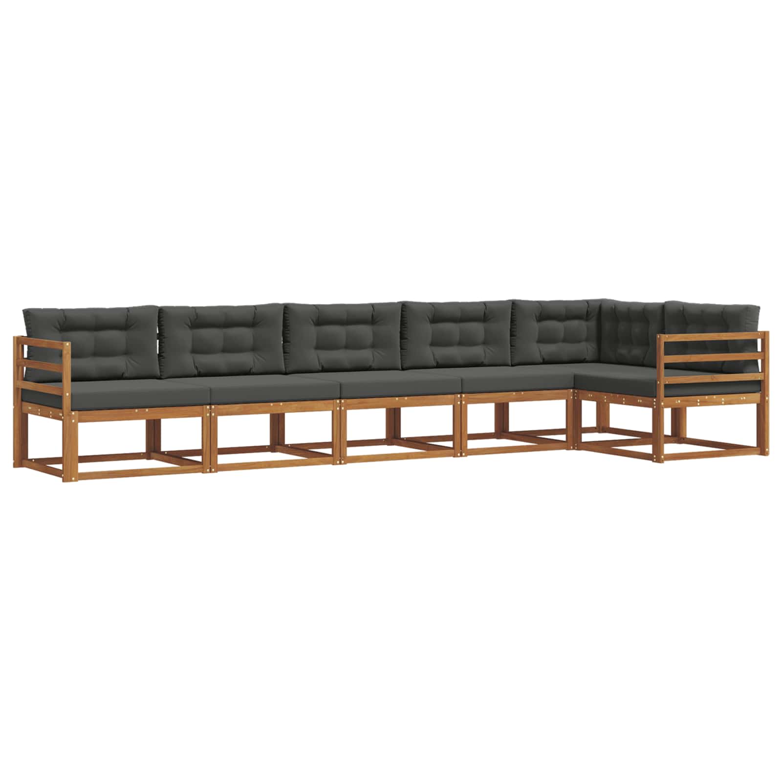 Set di divani da esterno con cuscino 6 pcs Naturale e Antracite | homemem39