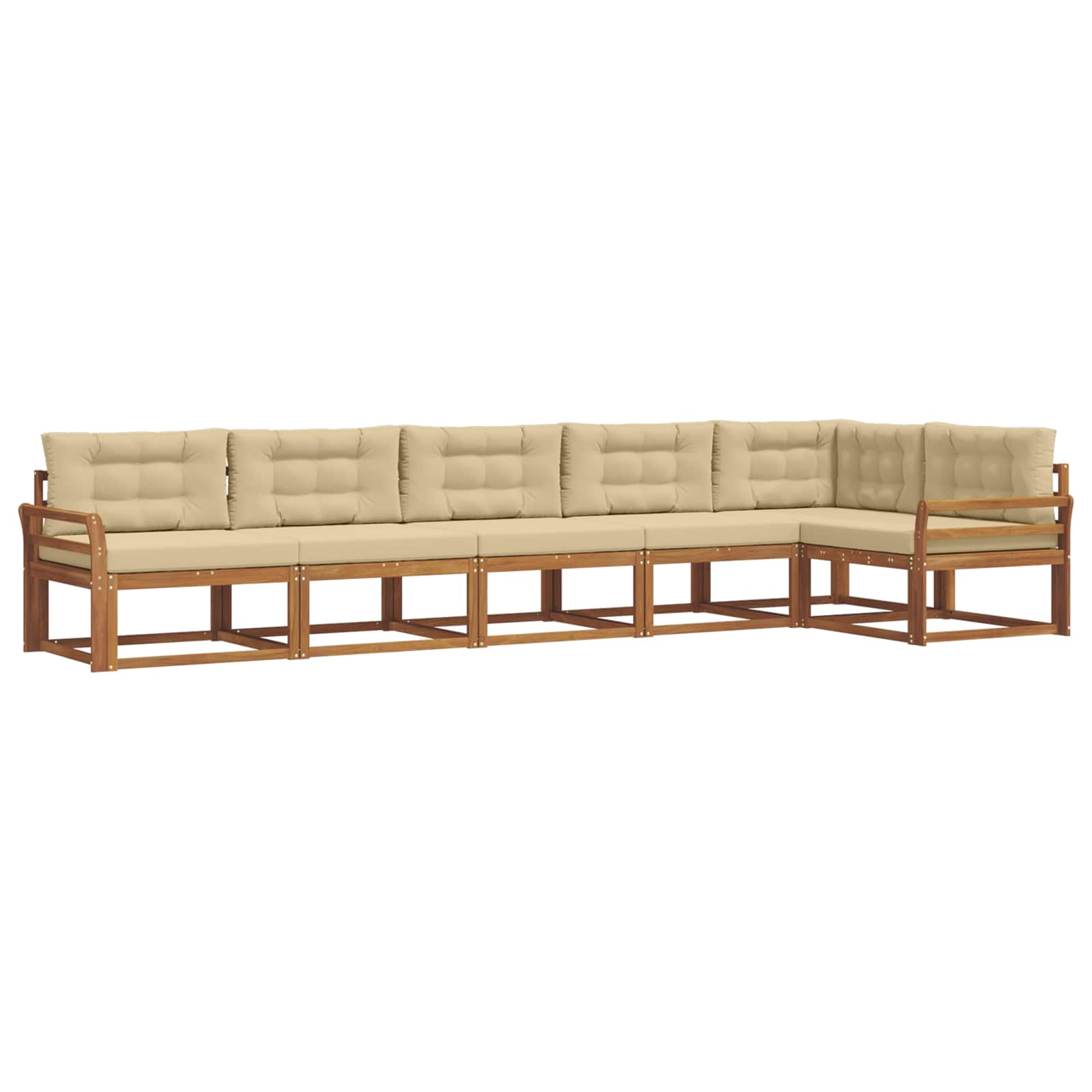 Set di divani da esterno con cuscino 6 pcs Naturale e Beige | homemem39