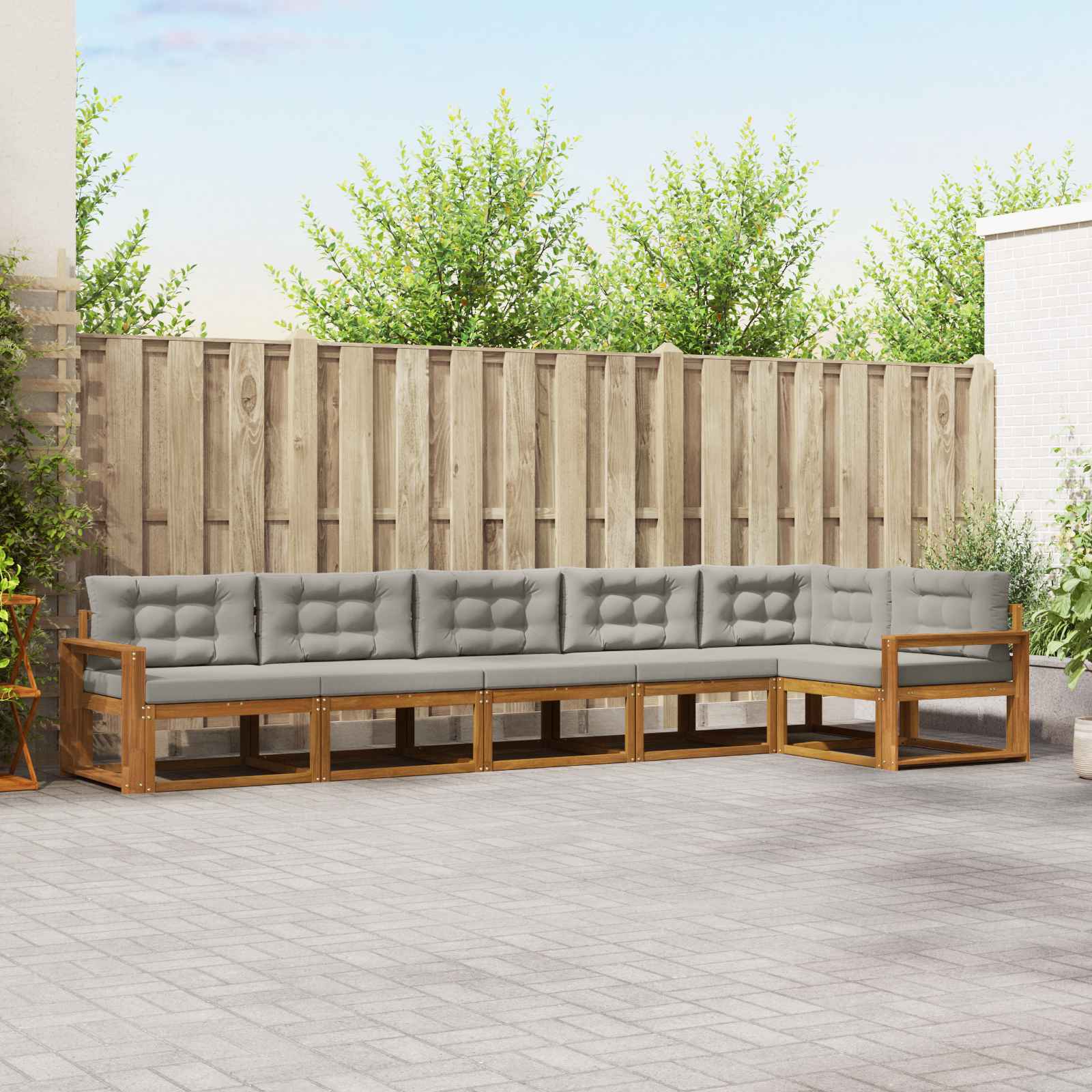 Set di divani da esterno 6 pcs Naturale e Grigio Chiaro | homemem39
