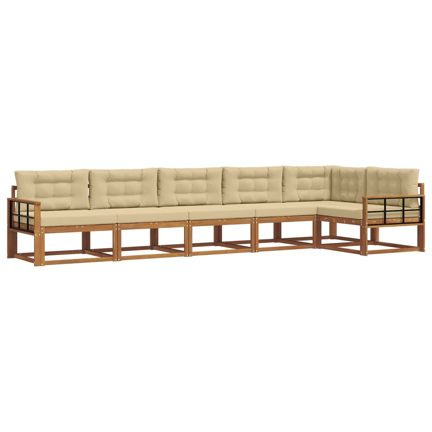 Set di divani da esterno con cuscino 6 pcs Naturale e Beige | homemem39