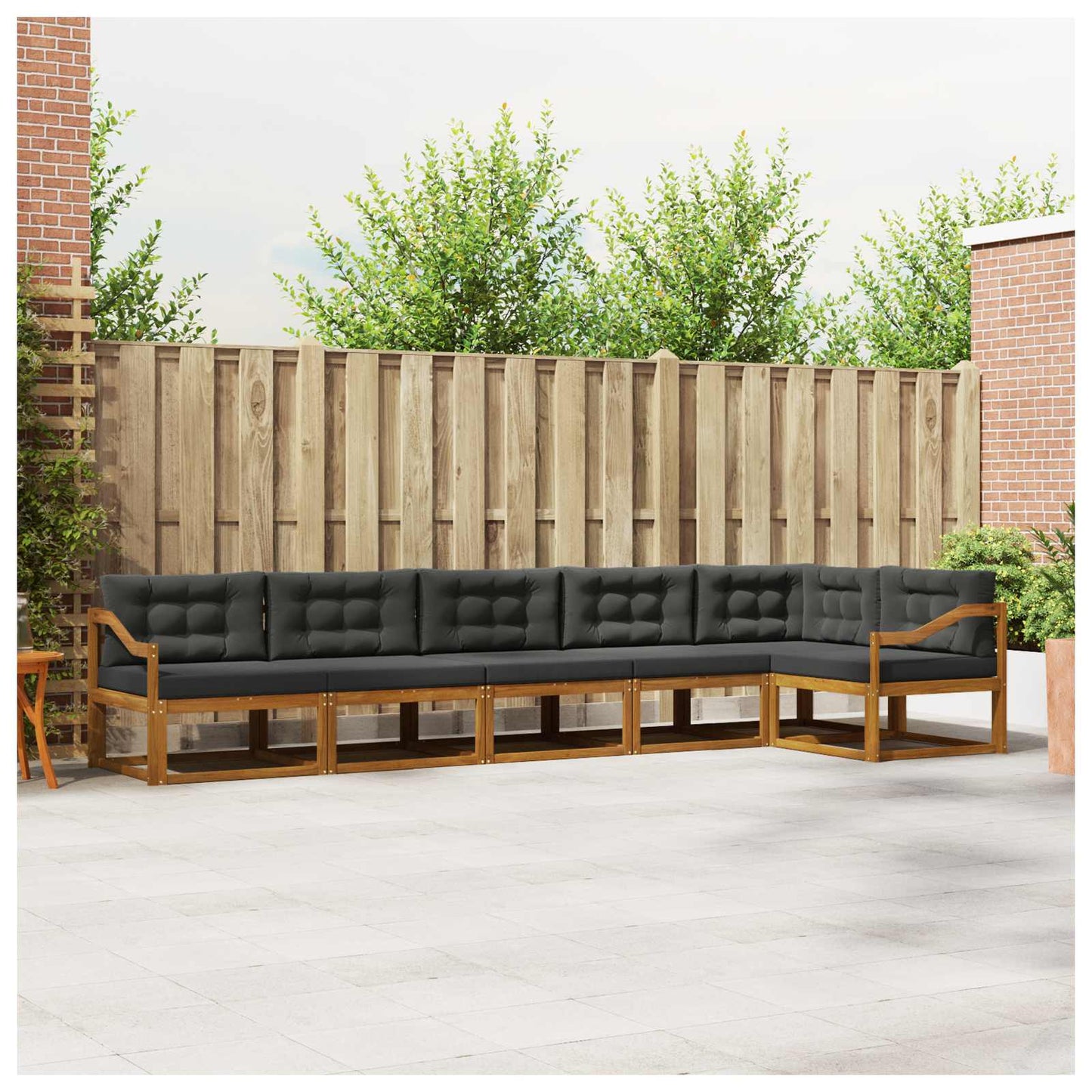 Set di divani da esterno con cuscino 6 pcs Naturale e Antracite | homemem39