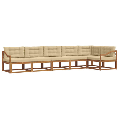 Set di divani da esterno con cuscino 6 pcs Naturale e Beige | homemem39