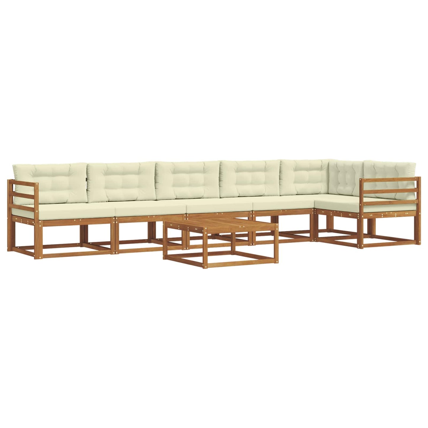 Set di divani da esterno con cuscino 7 pcs Naturale e Crema | homemem39