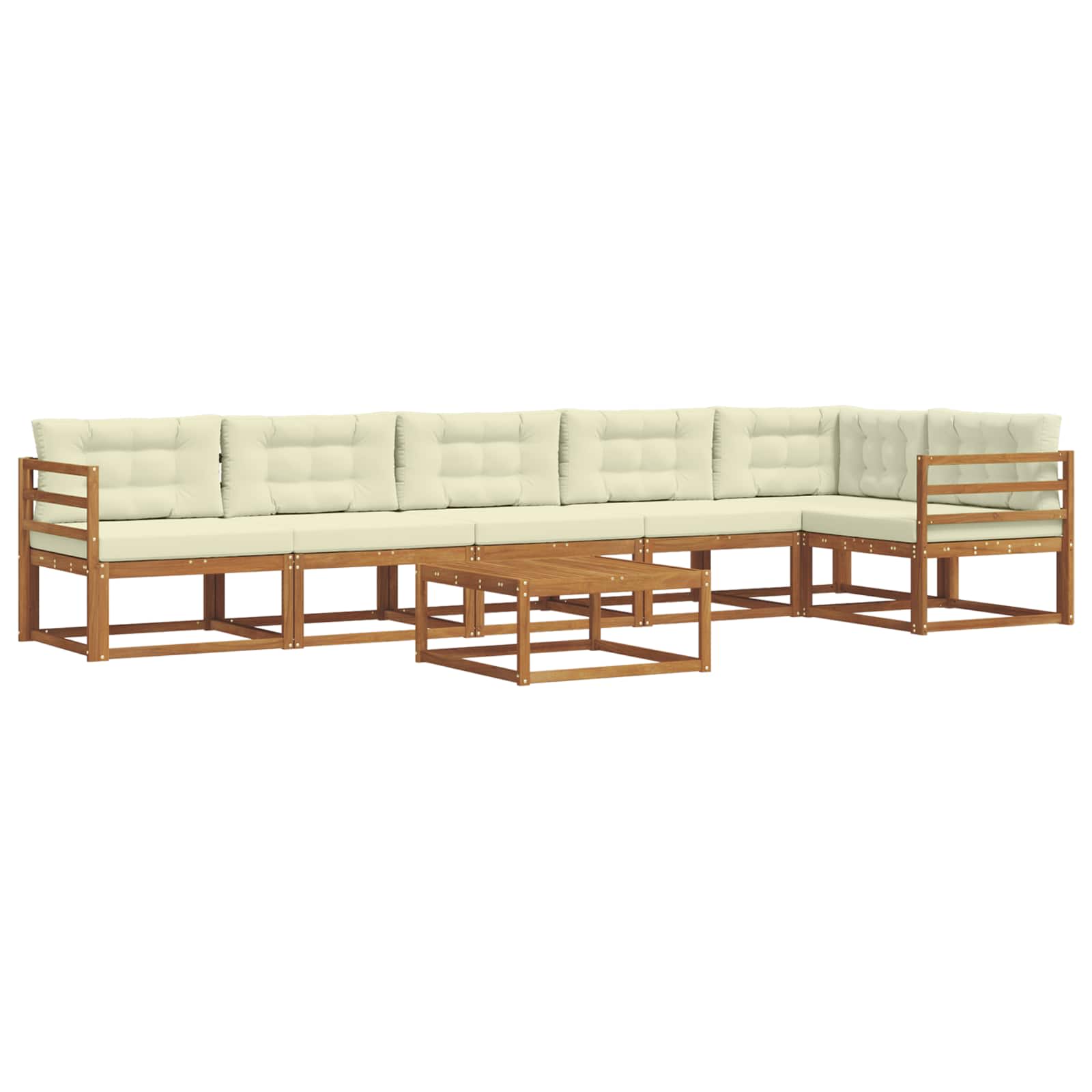 Set di divani da esterno con cuscino 7 pcs Naturale e Crema | homemem39