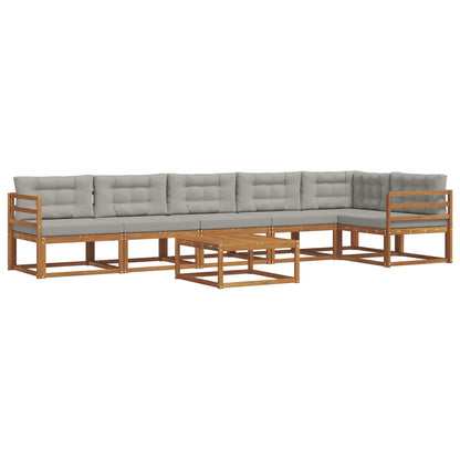 Set di divani da esterno 7 pcs Grigio Naturale e Chiaro | homemem39