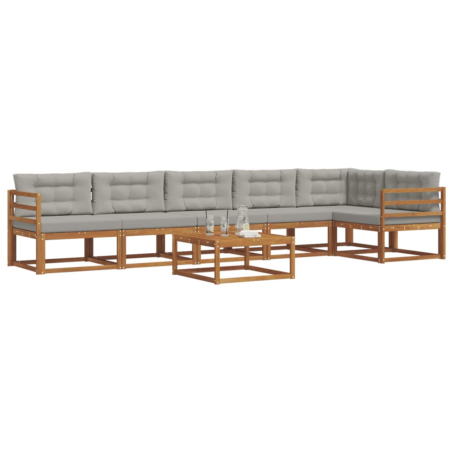 Set di divani da esterno 7 pcs Grigio Naturale e Chiaro | homemem39
