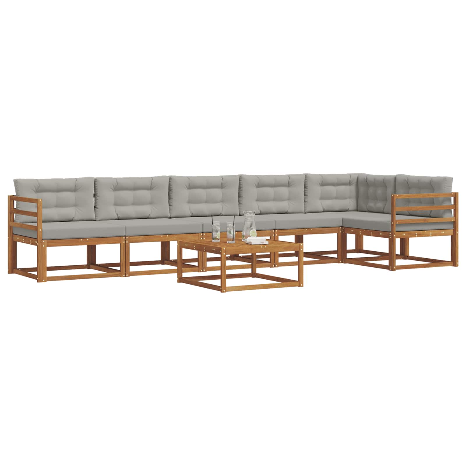 Set di divani da esterno 7 pcs Grigio Naturale e Chiaro | homemem39