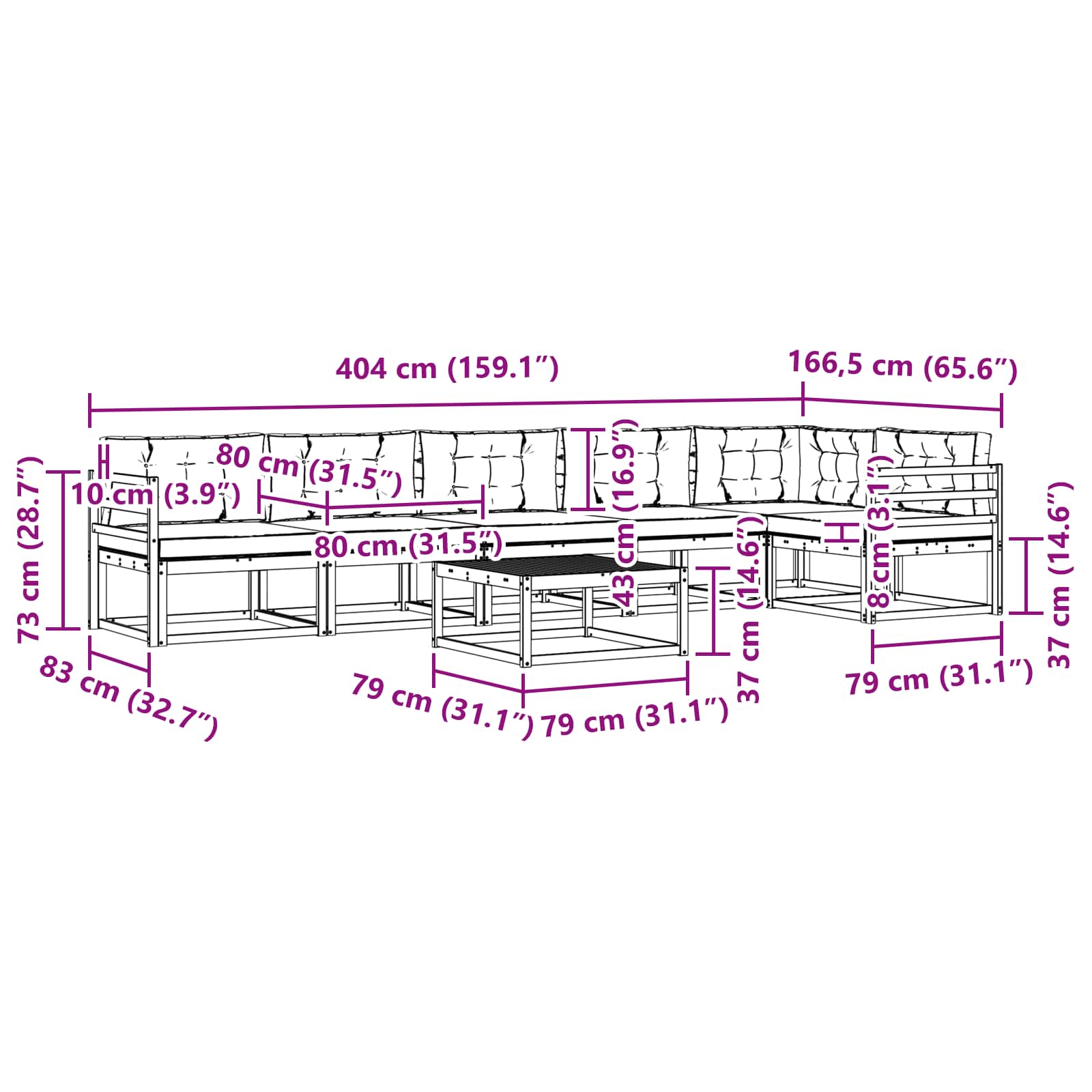 Set di divani da esterno 7 pcs Grigio Naturale e Chiaro | homemem39