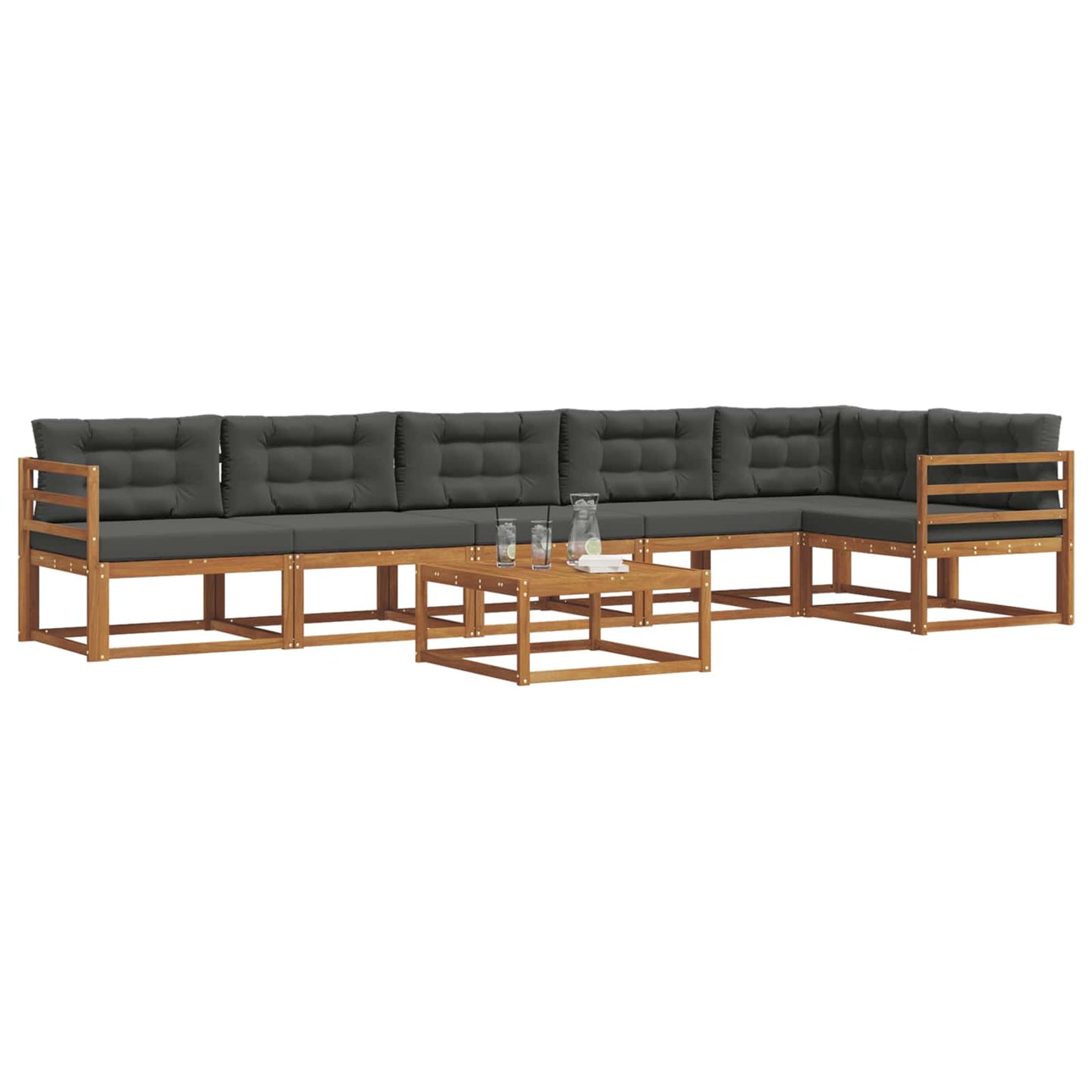 Set di divani da esterno con cuscino 7 pcs Naturale e Antracite | homemem39