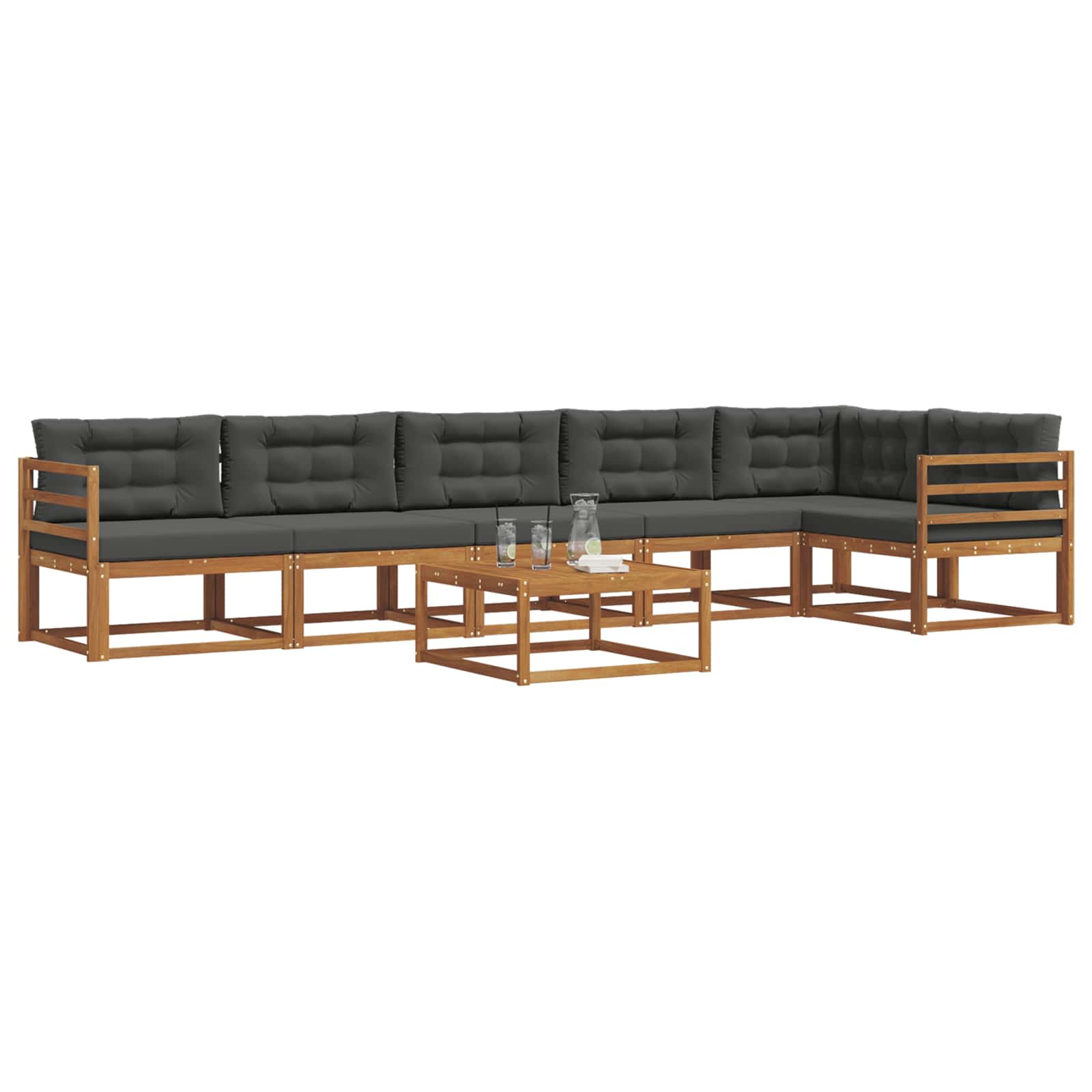 Set di divani da esterno con cuscino 7 pcs Naturale e Antracite | homemem39