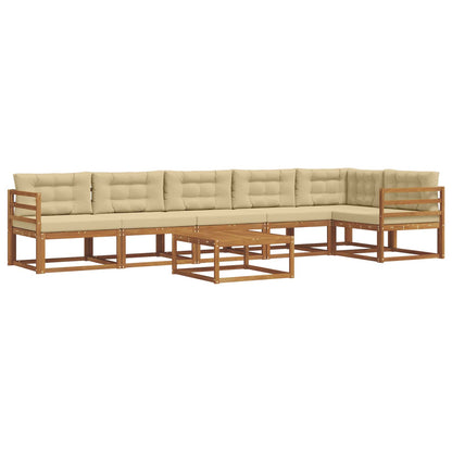 Set di divani da esterno con cuscino 7 pcs Naturale e Beige | homemem39