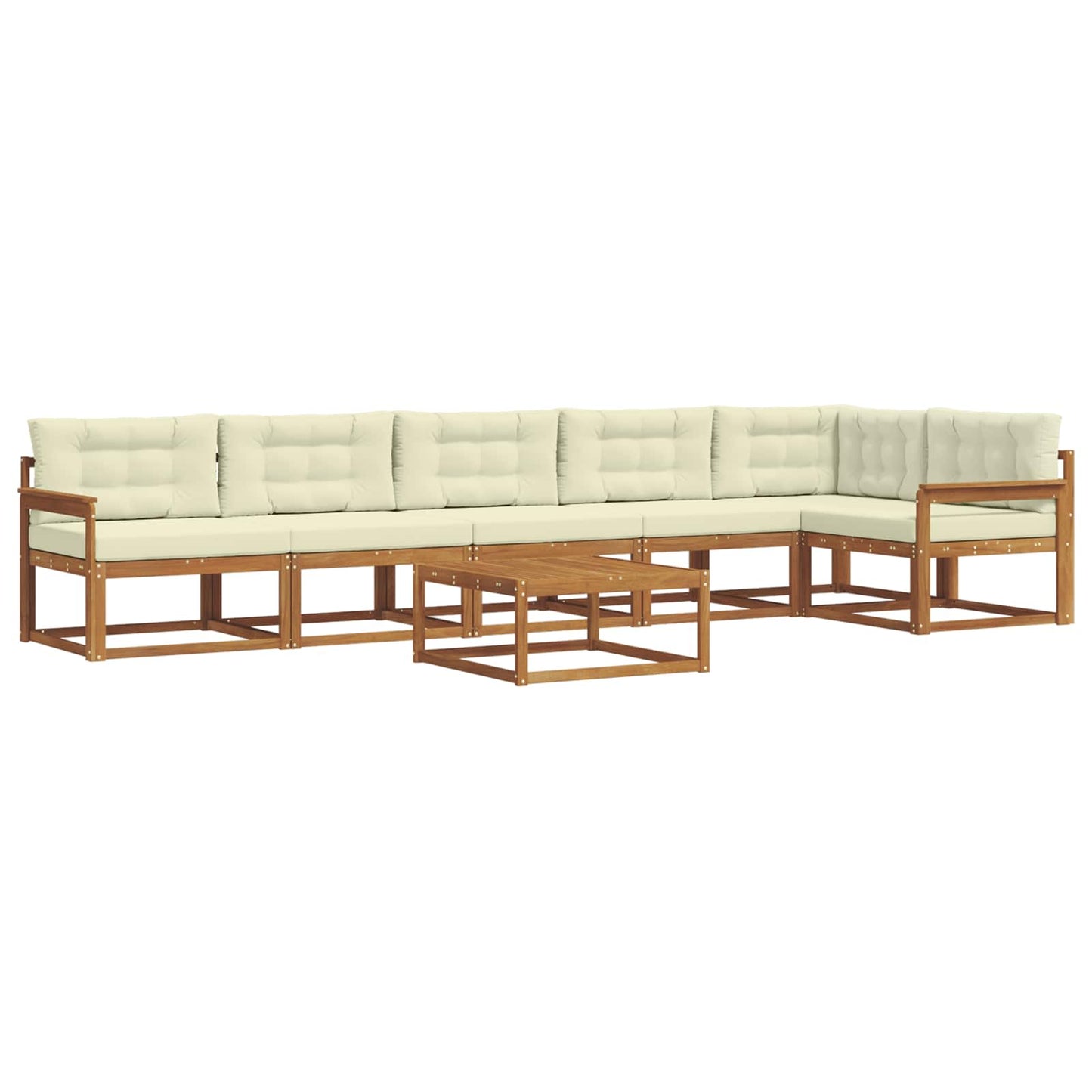 Set di divani da esterno con cuscino 7 pcs Naturale e Crema | homemem39