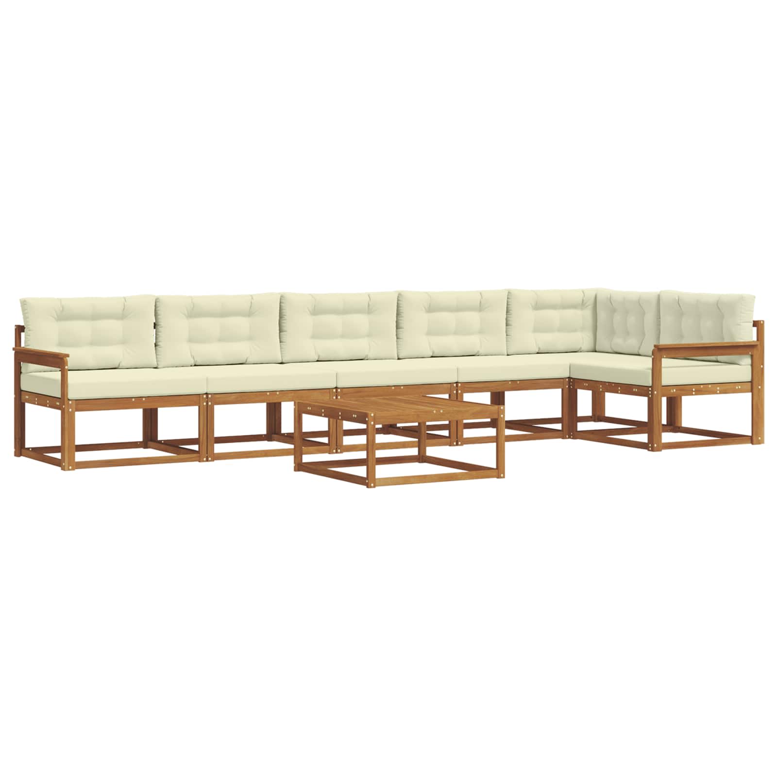 Set di divani da esterno con cuscino 7 pcs Naturale e Crema | homemem39