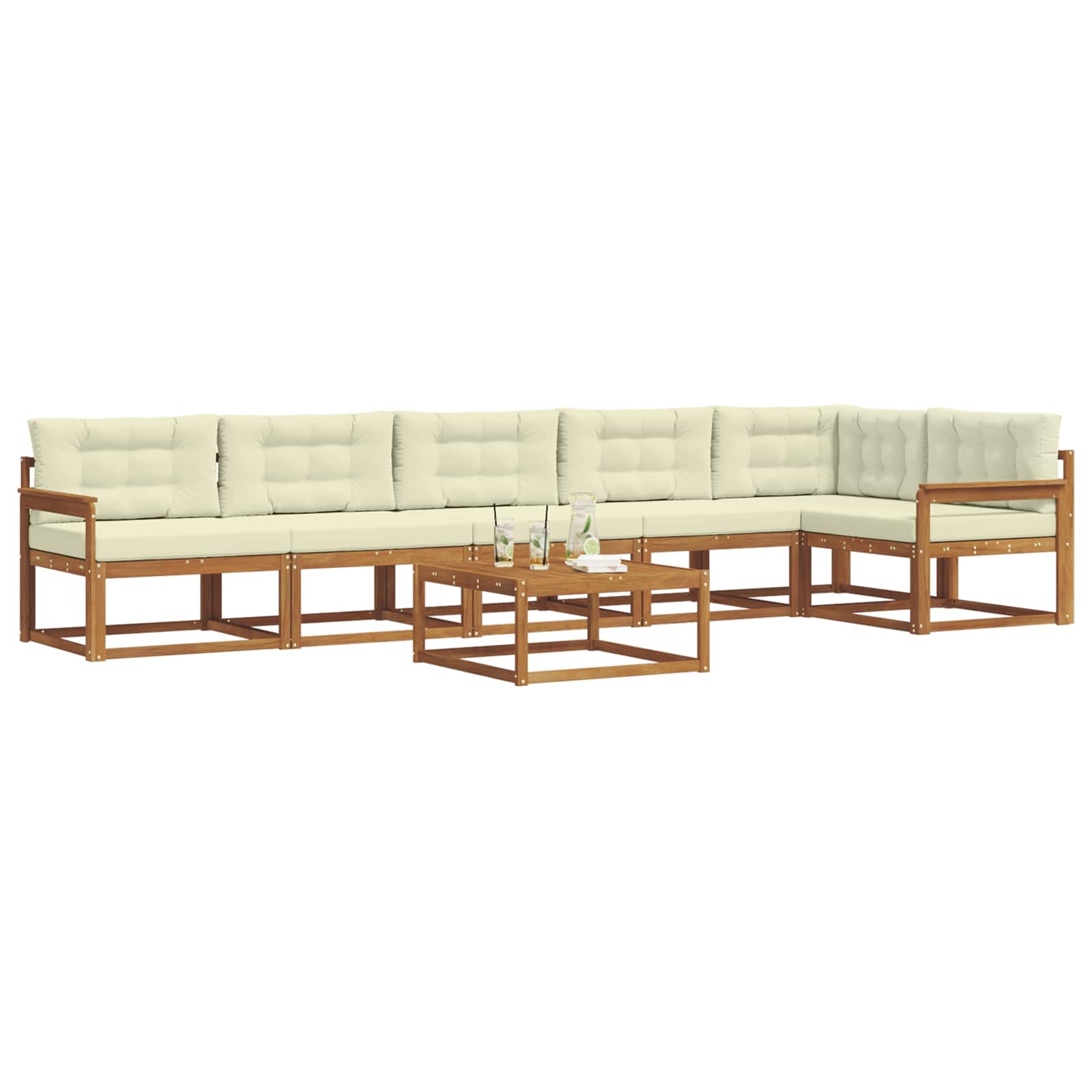 Set di divani da esterno con cuscino 7 pcs Naturale e Crema | homemem39