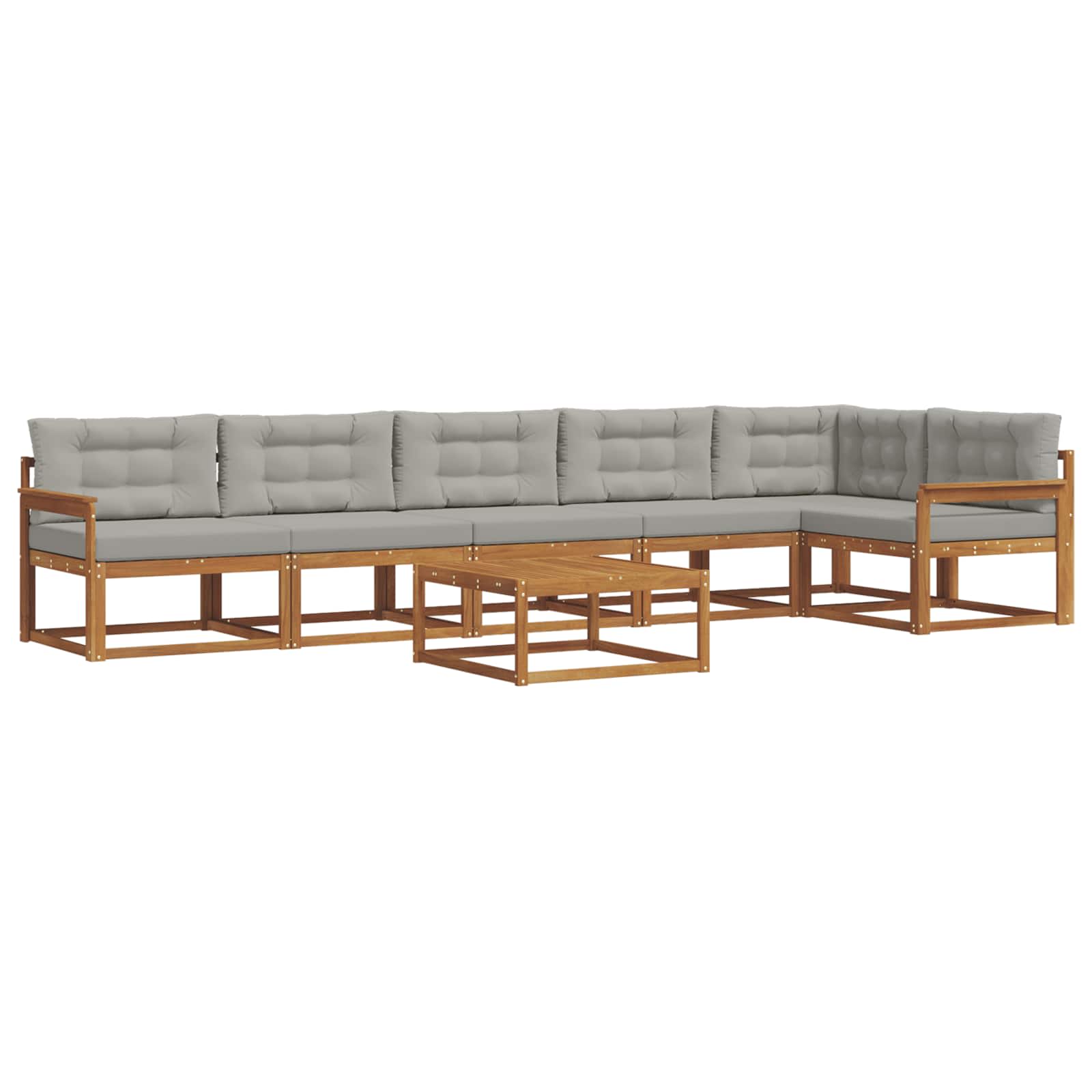 Set di divani da esterno 7 pcs Grigio Naturale e Chiaro | homemem39