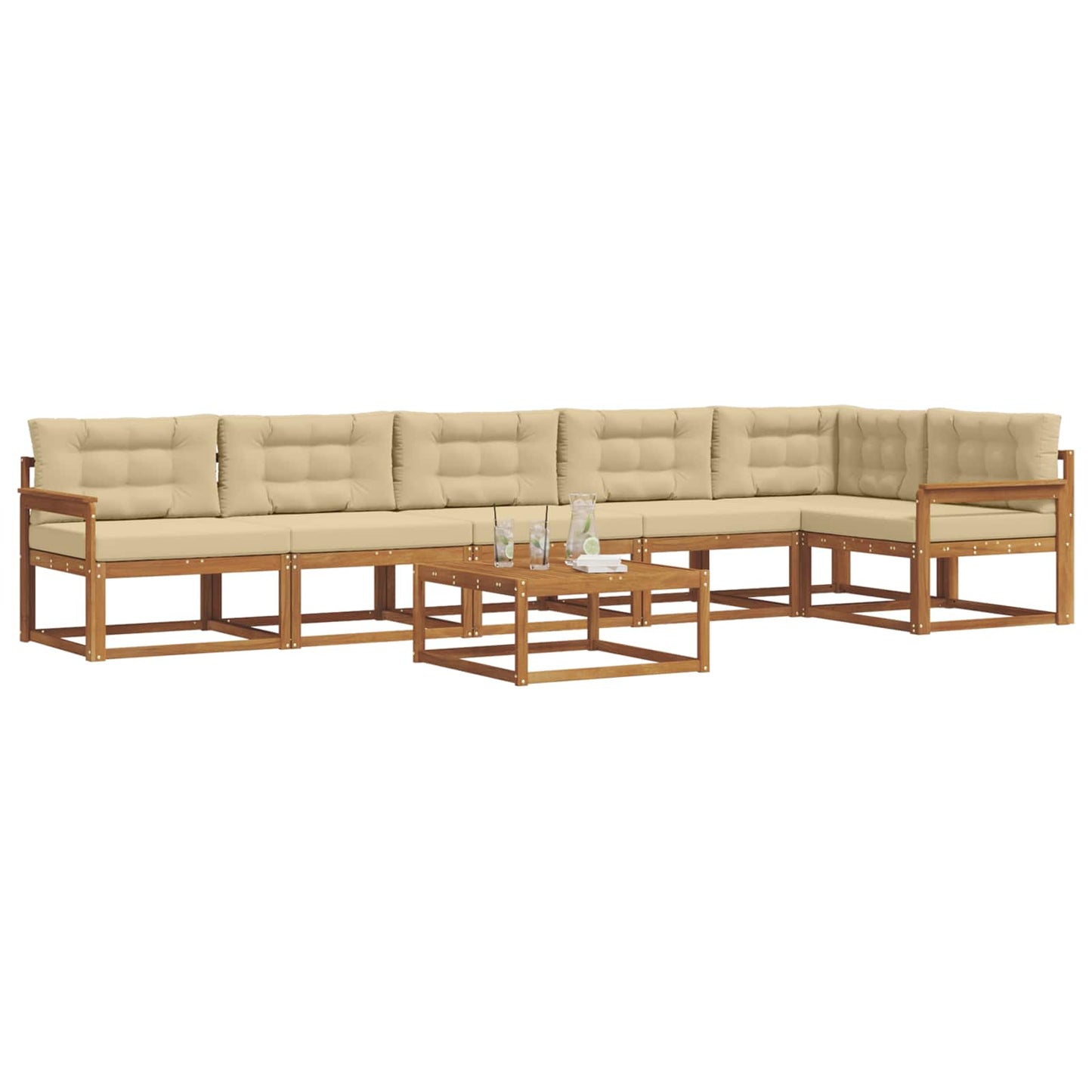 Set di divani da esterno con cuscino 7 pcs Naturale e Beige | homemem39