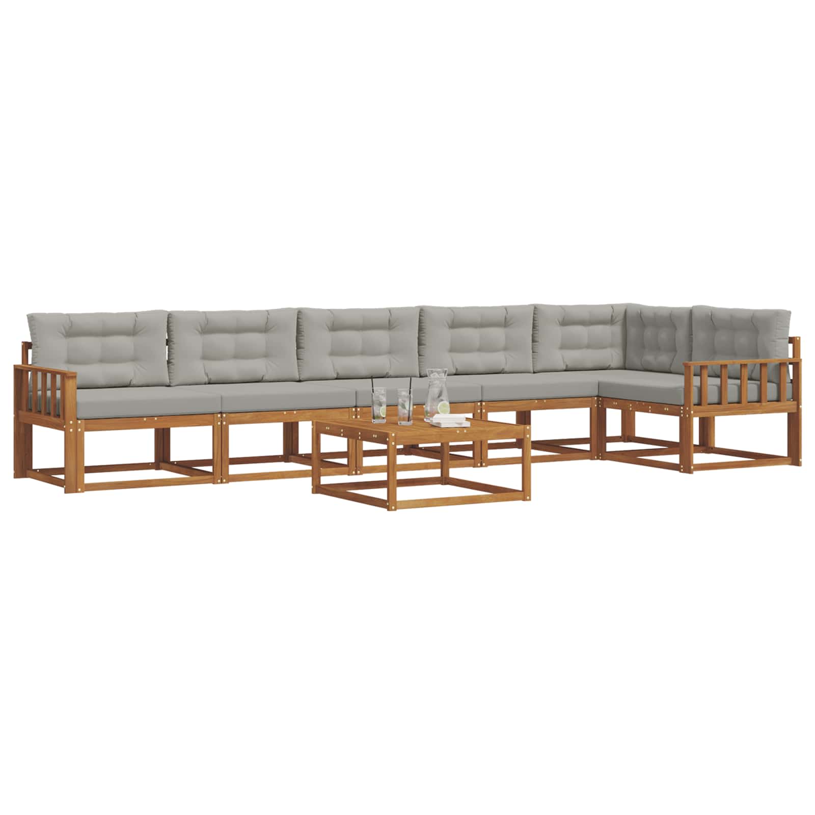 Set di divani da esterno 7 pcs Grigio Naturale e Chiaro | homemem39