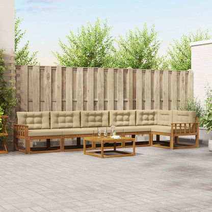 Set di divani da esterno con cuscino 7 pcs Naturale e Beige