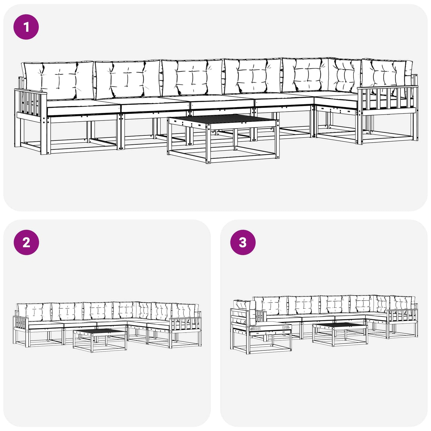 Set di divani da esterno con cuscino 7 pcs Naturale e Beige | homemem39