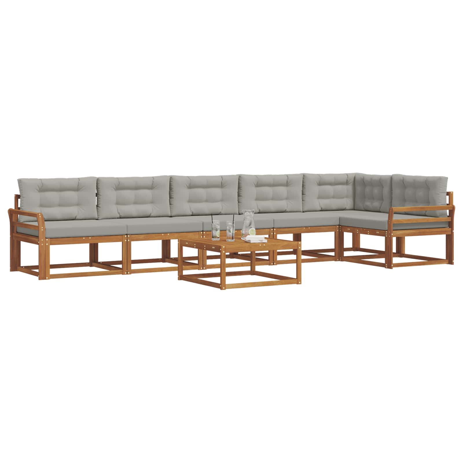 Set di divani da esterno 7 pcs Grigio Naturale e Chiaro | homemem39