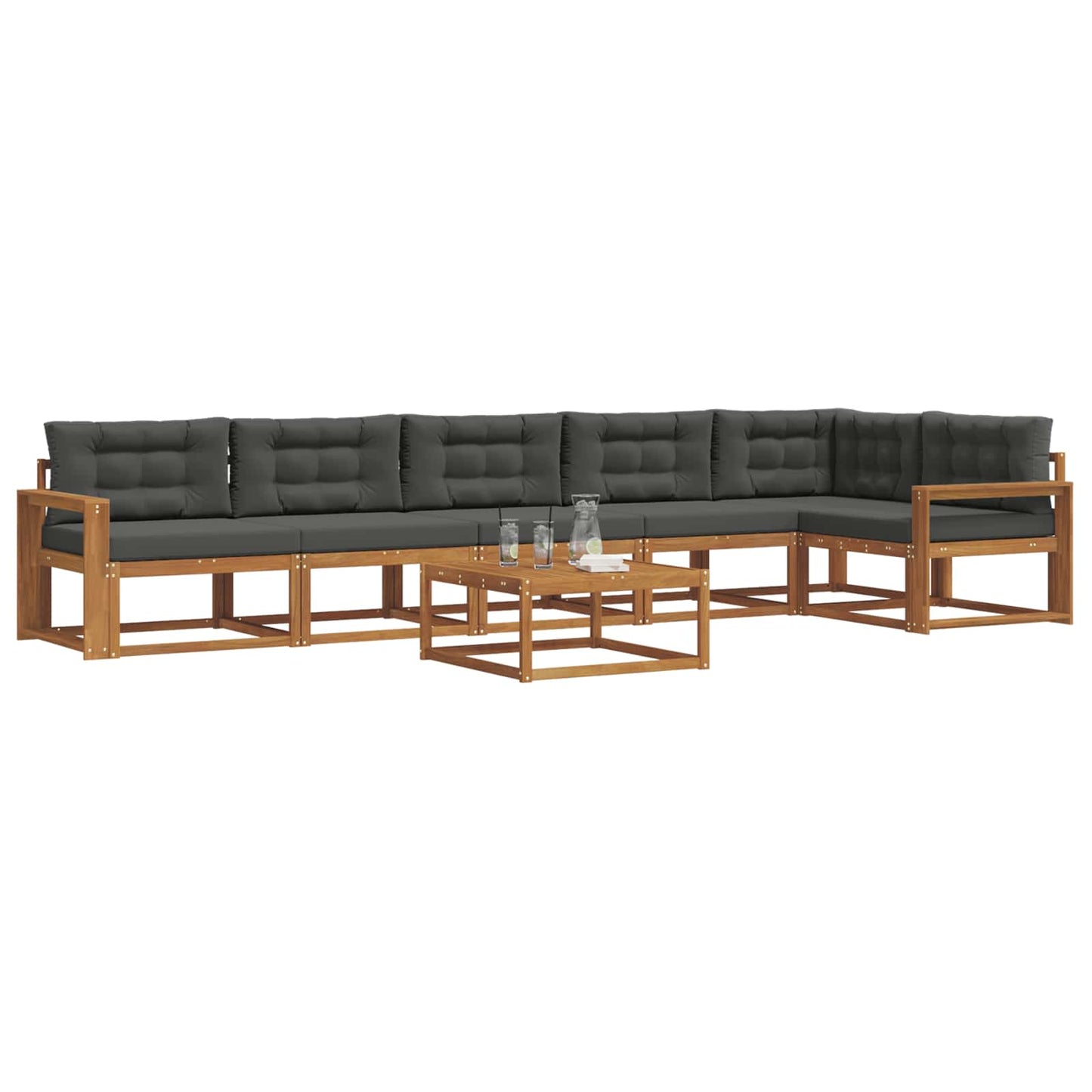Set di divani da esterno con cuscino 7 pcs Naturale e Antracite | homemem39