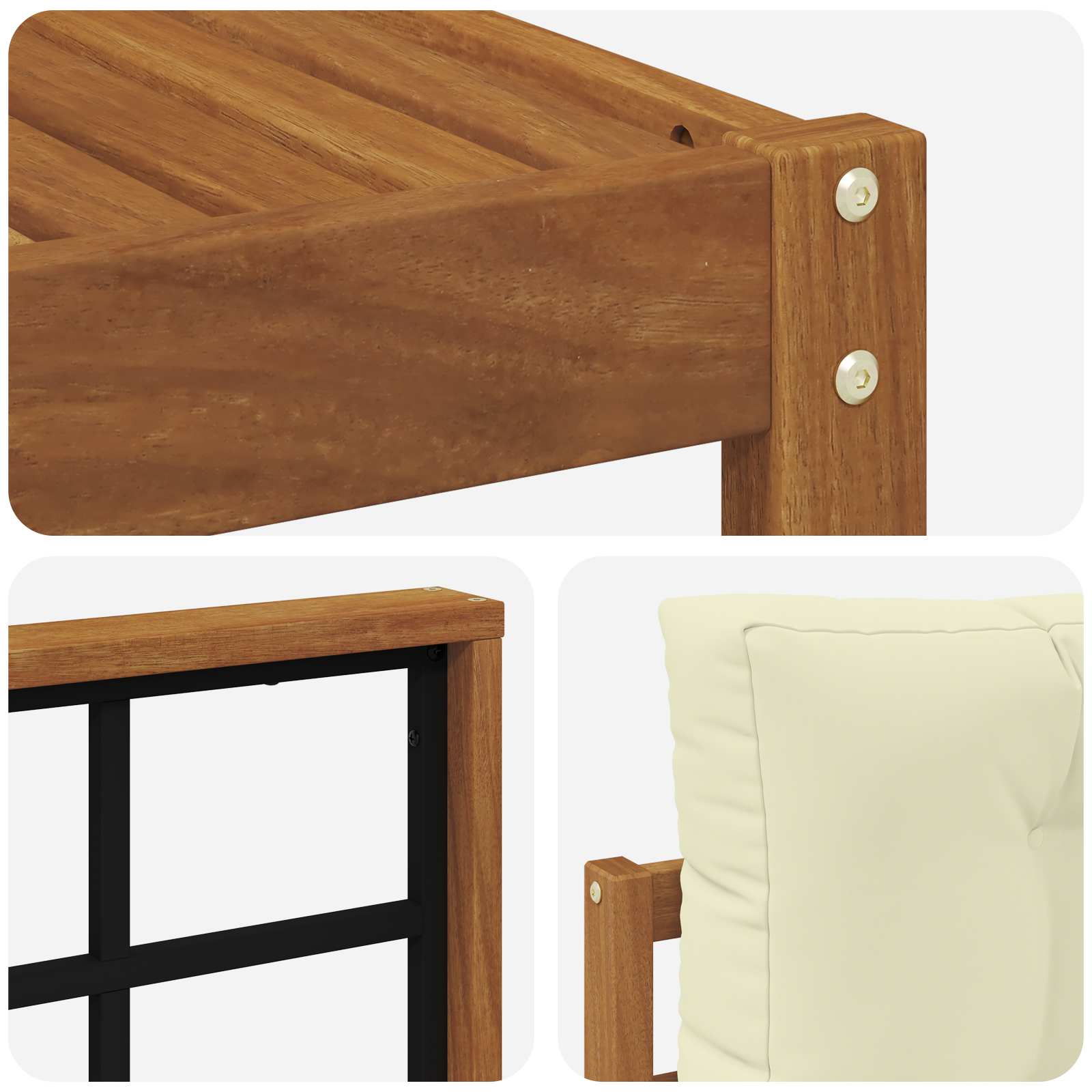 Set di divani da esterno con cuscino 7 pcs Naturale e Crema | homemem39