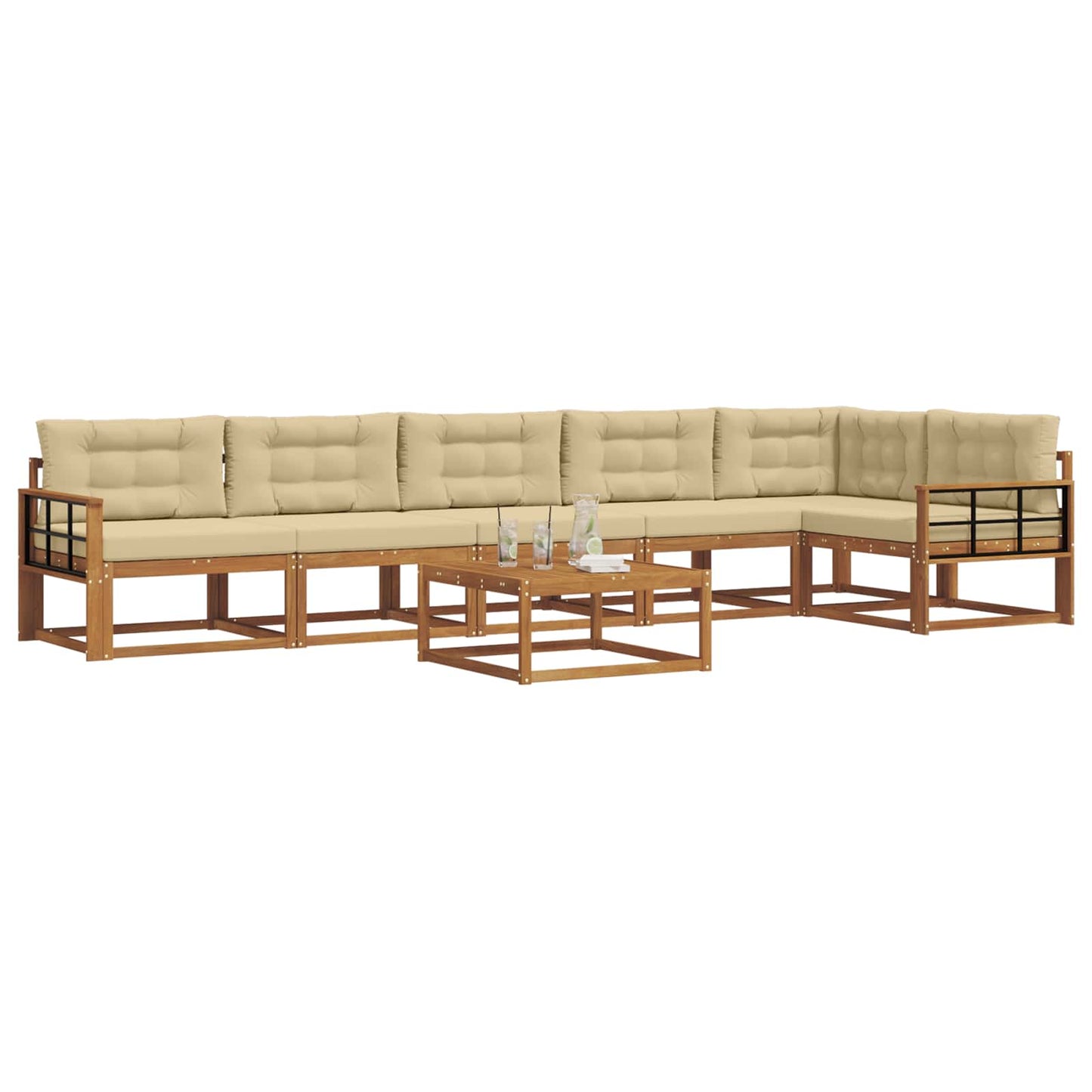 Set di divani da esterno con cuscino 7 pcs Naturale e Beige | homemem39