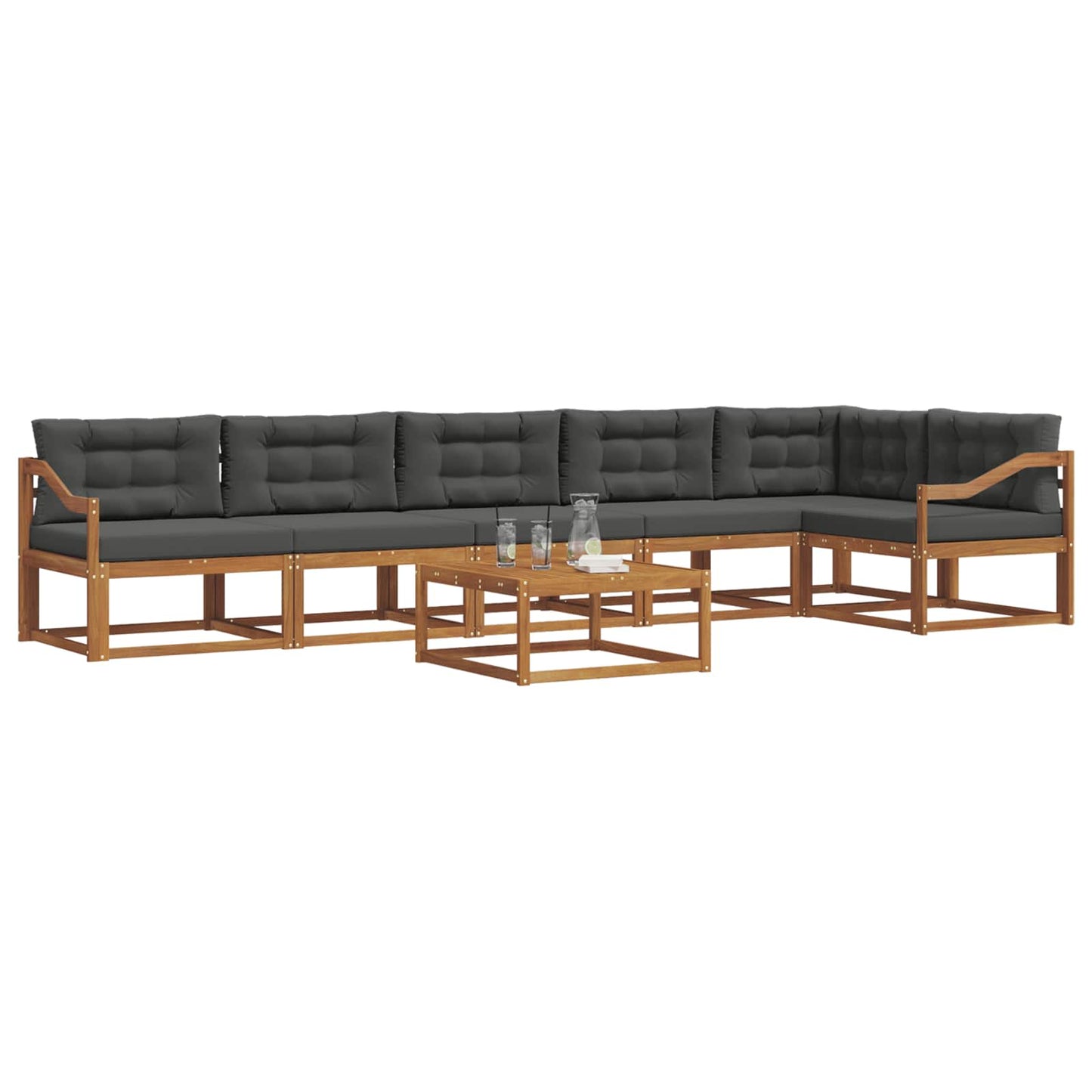 Set di divani da esterno con cuscino 7 pcs Naturale e Antracite | homemem39