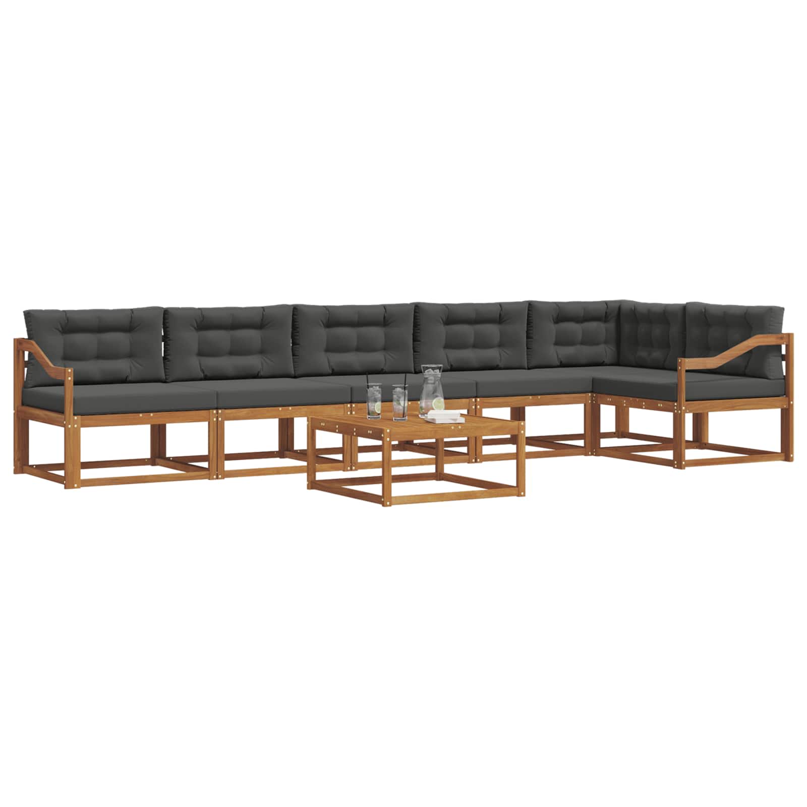 Set di divani da esterno con cuscino 7 pcs Naturale e Antracite | homemem39