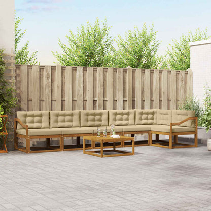 Set di divani da esterno con cuscino 7 pcs Naturale e Beige | homemem39