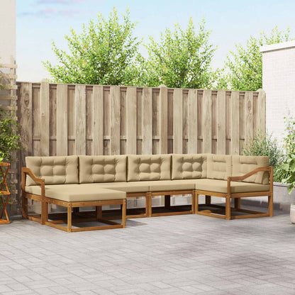 Set di divani da esterno con cuscino 6 pcs Naturale e Beige | homemem39