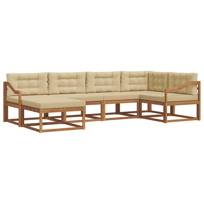 Set di divani da esterno con cuscino 6 pcs Naturale e Beige | homemem39