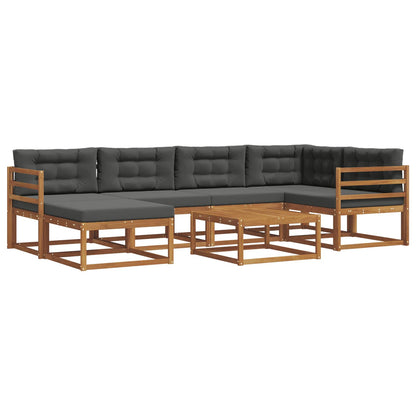 Set di divani da esterno con cuscino 7 pcs Naturale e Antracite | homemem39