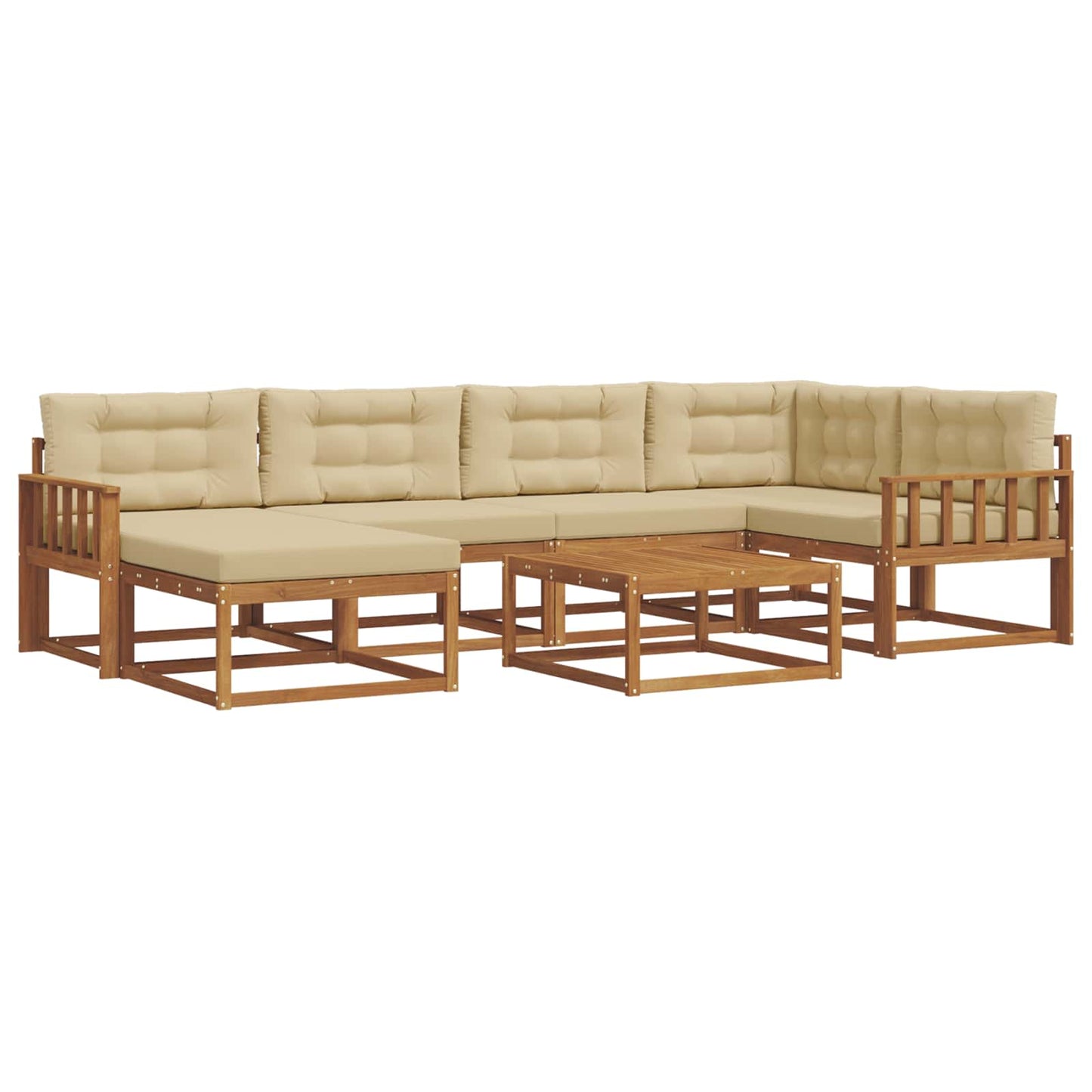 Set di divani da esterno con cuscino 7 pcs Naturale e Beige | homemem39