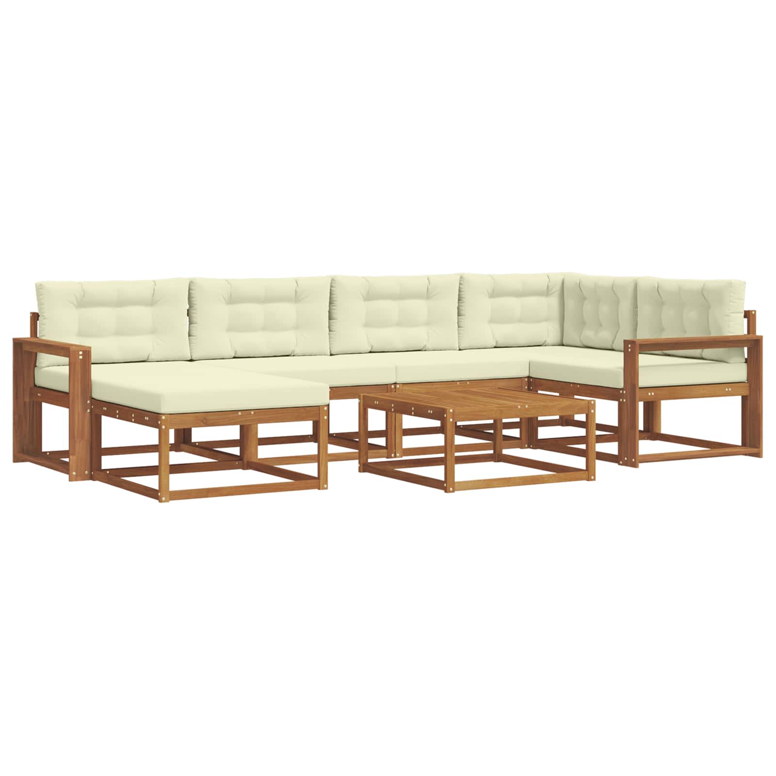 Set di divani da esterno con cuscino 7 pcs Naturale e Crema | homemem39
