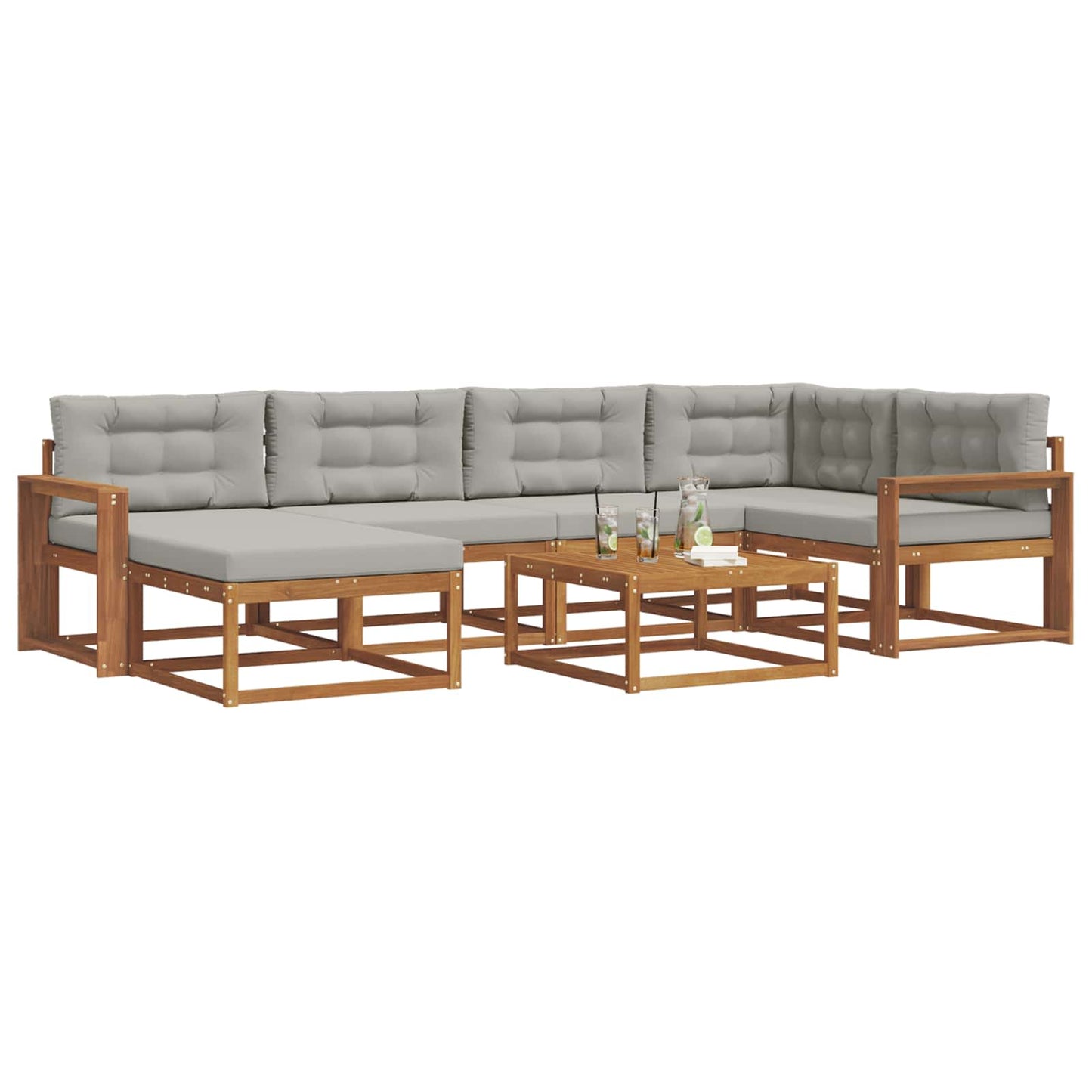 Set di divani da esterno 7 pcs Grigio Naturale e Chiaro | homemem39