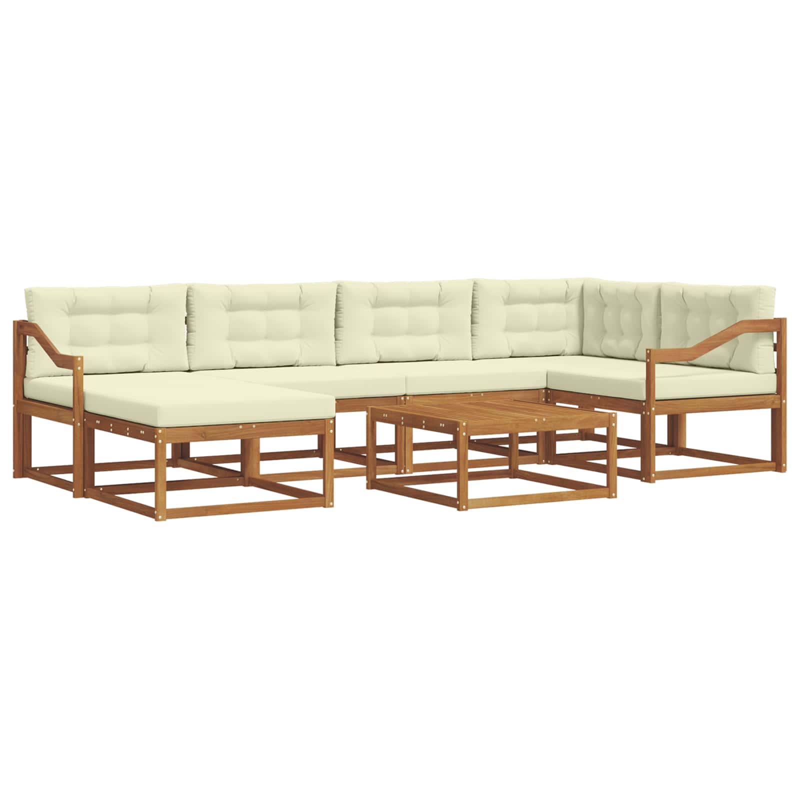 Set di divani da esterno con cuscino 7 pcs Naturale e Crema | homemem39