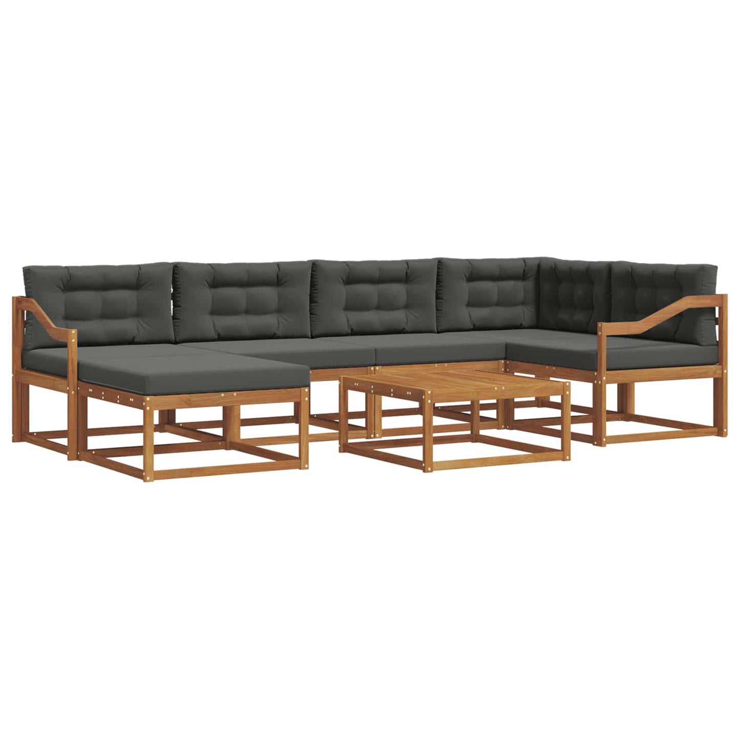 Set di divani da esterno con cuscino 7 pcs Naturale e Antracite | homemem39